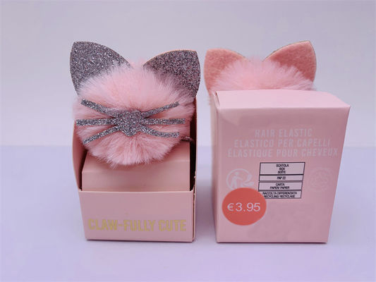 Coupe de cheveux douce, en forme de chat, rose, petit porte-queue.
