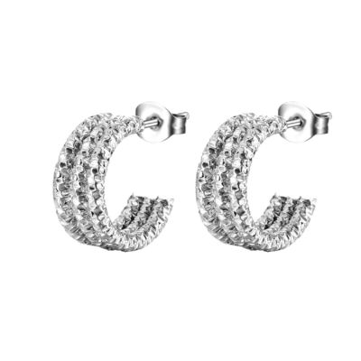 Sliver Hoop bijoux de mode Boucles d'oreilles avec Dimond et un design accrocheur