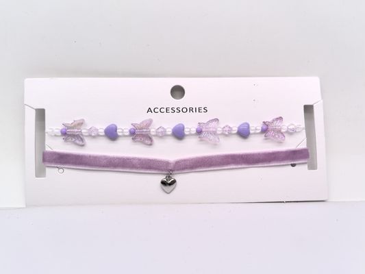 2PCS Kids Collier rose et blanc avec pendentif en forme d'amour