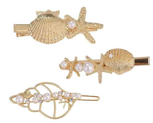 Portez quotidiennement des accessoires de cheveux en métal doré avec perle