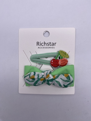 Deux paquets de pinces à cheveux de cerisier vert et de pinces à arc de style simple avec fixation élastique