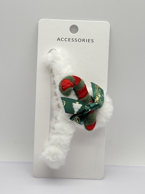 Clip de pinceau de cheveux en peluche de Noël pour enfants avec canne à sucre dans divers styles