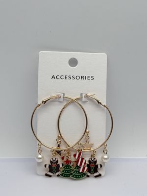 Grands boucles d'oreilles créoles en métal pour Noël
