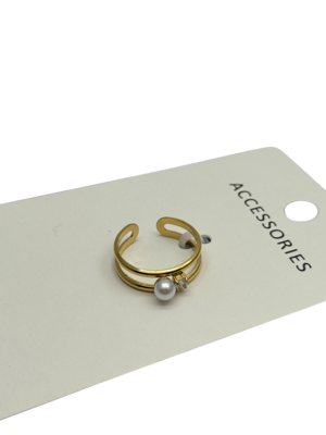 Bague réglable en argent sterling 925 avec perle pour femme