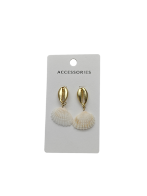 Boucles d'oreilles pendantes bohèmes en or avec perle de conque naturelle