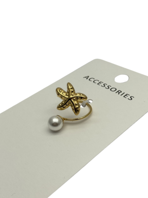 Mode étoile de mer Conchée anneau en acier inoxydable bijoux unisexe