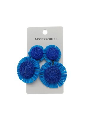 Boucles d'oreilles bohème en tissu floral pour femmes - alliage d'or et d'argent