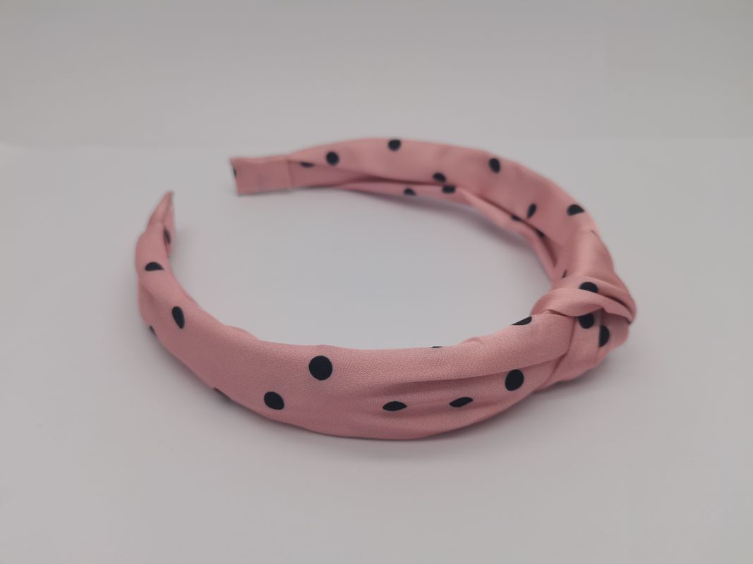La bande de cheveux en tissu pour les femmes Les filles Les dames Rose avec un petit point noir Dans des teintes vives