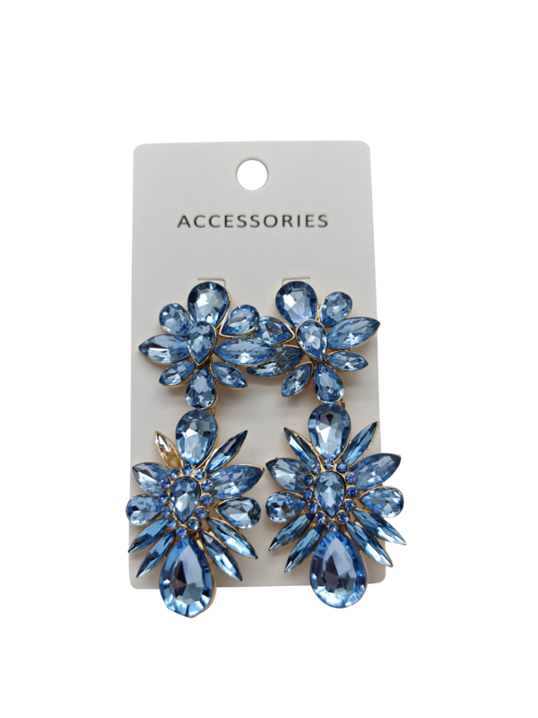 Nouvelles boucles d'oreilles à la mode goutte d'eau cristalline et fleur géométrique avec bijoux en perles de strass colorés