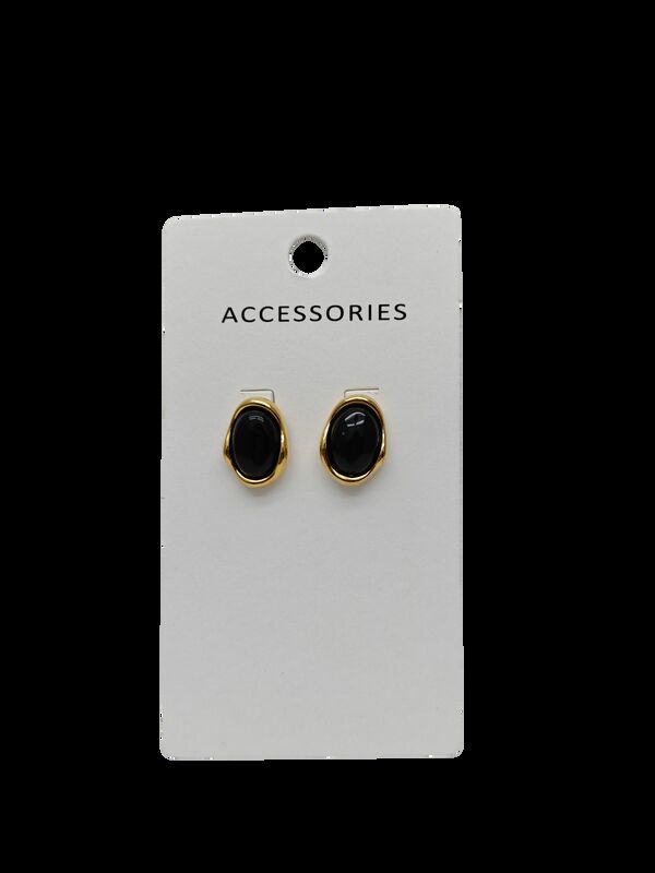 Silver Needle Korean Retro Black Geometric Small Fashion Light Luxury High End Design Sense Earrings Women's Jewelry